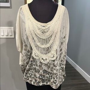 Free People Elegant Cream and Gray Women's Top